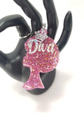 Pink Diva Afro Girl Keychain