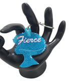 Turquoise Fierce Afro Girl Keychain
