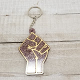 Purple & Gold Fist Keychain