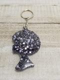 Afro Girl Glitter Keychain