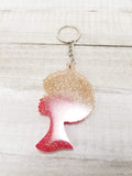 Afro Girl Glitter Keychain