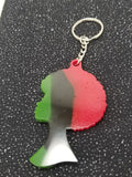 Red, Black & Green Afro Girl Keychain