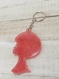 Afro Girl Glitter Keychain
