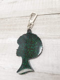 Afro Girl Glitter Keychain
