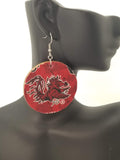 Fabric Covered Gamecock Earrings