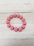 Red & White Stripe Earrings & Bracelet
