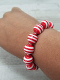 Red & White Stripe Earrings & Bracelet