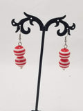 Red & White Stripe Earrings & Bracelet