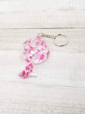 Cancer Ribbon Glitter Keychain