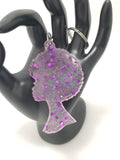 Afro Girl Chunky Glitter Keychain