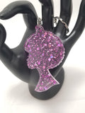 Afro Girl Chunky Glitter Keychain