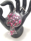 Cancer Ribbon Glitter Keychain