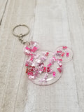 Cancer Ribbon Glitter Keychain