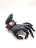 Brown Leather Snap Bracelet, Unisex Cuff Bracelet