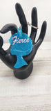Turquoise Fierce Afro Girl Keychain