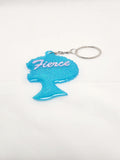 Turquoise Fierce Afro Girl Keychain