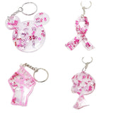 Cancer Ribbon Glitter Keychain