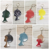 Afro Girl Glitter Keychain