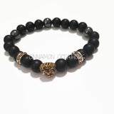 Black & Gold Lion Head Beaded Bracelet