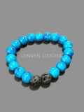 Turquoise & Black Glass Bead Bracelet