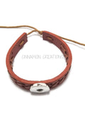 Brown Leather Unisex Cuff Snap Bracelet