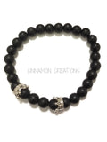 Black Matte Beaded Crown Bracelet
