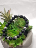 Black Matte Beaded Crown Bracelet