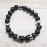 Black Matte Beaded Crown Bracelet