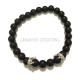 Black Matte Beaded Crown Bracelet
