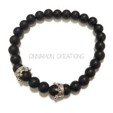 Black Matte Beaded Crown Bracelet