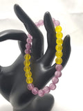 Purple & Gold Beaded Stretch Bracelet