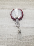 Lady in Red Rhinestone Badge Reel