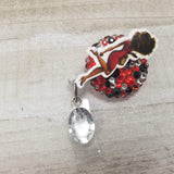 Lady in Red Rhinestone Badge Reel