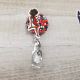 Lady in Red Rhinestone Badge Reel