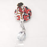 Lady in Red Rhinestone Badge Reel