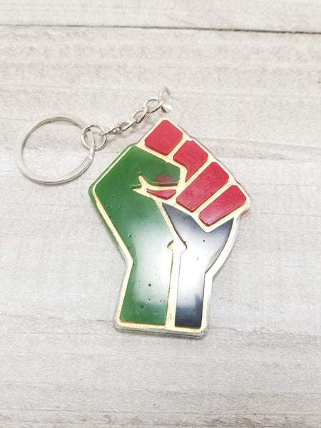 Red, Black & Green Fist Keychain