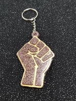 Purple & Gold Fist Keychain