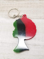 Red, Black & Green Afro Girl Keychain