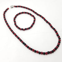 Garnet & Black Necklace & Bracelet Jewelry Set