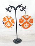 Fabric Covered Clemson Tigers Earrings