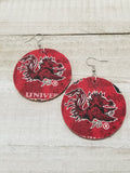 Fabric Covered USC Gamecock Earrings