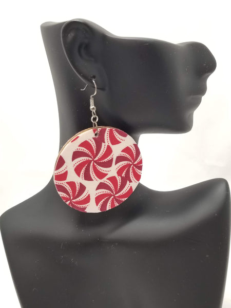 Peppermint Fabric Covered Earrings