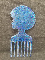 Blue Glitter Afro Pick