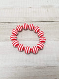 Red & White Stripe Earrings & Bracelet