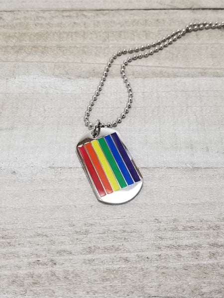 Rainbow Dog Tag, Pride Dog Tag, Pride Flag Necklace