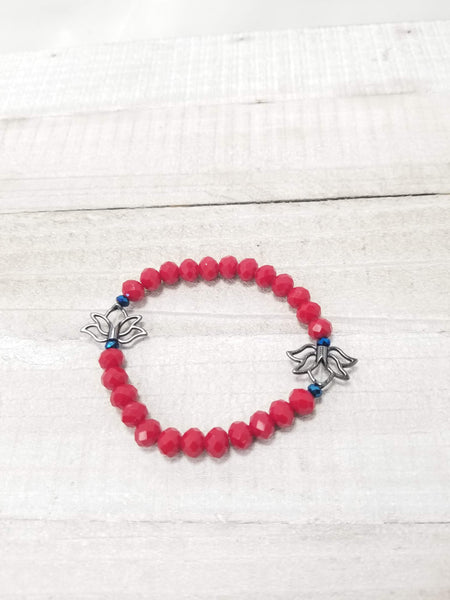 Red Lotus Flower Bracelet