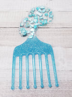 Turquoise Shell Decorative Afro Pick