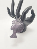 Black & Silver Queen Afro Girl Keychain