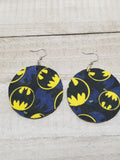 Batman Fabric Covered Earrings