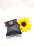 Brown Leather Snap Bracelet, Unisex Cuff Bracelet